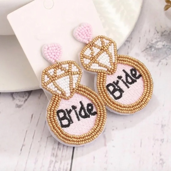 ❤️❤️FREE Beaded Bride Shimmer Hipster Pearl Faux Star Wedding Chic Ring Earrings - Picture 5 of 5